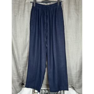 Karen Kane Wide Leg Drawstring Pants Navy Blue Elastic Waist Women’s Size 6 USED